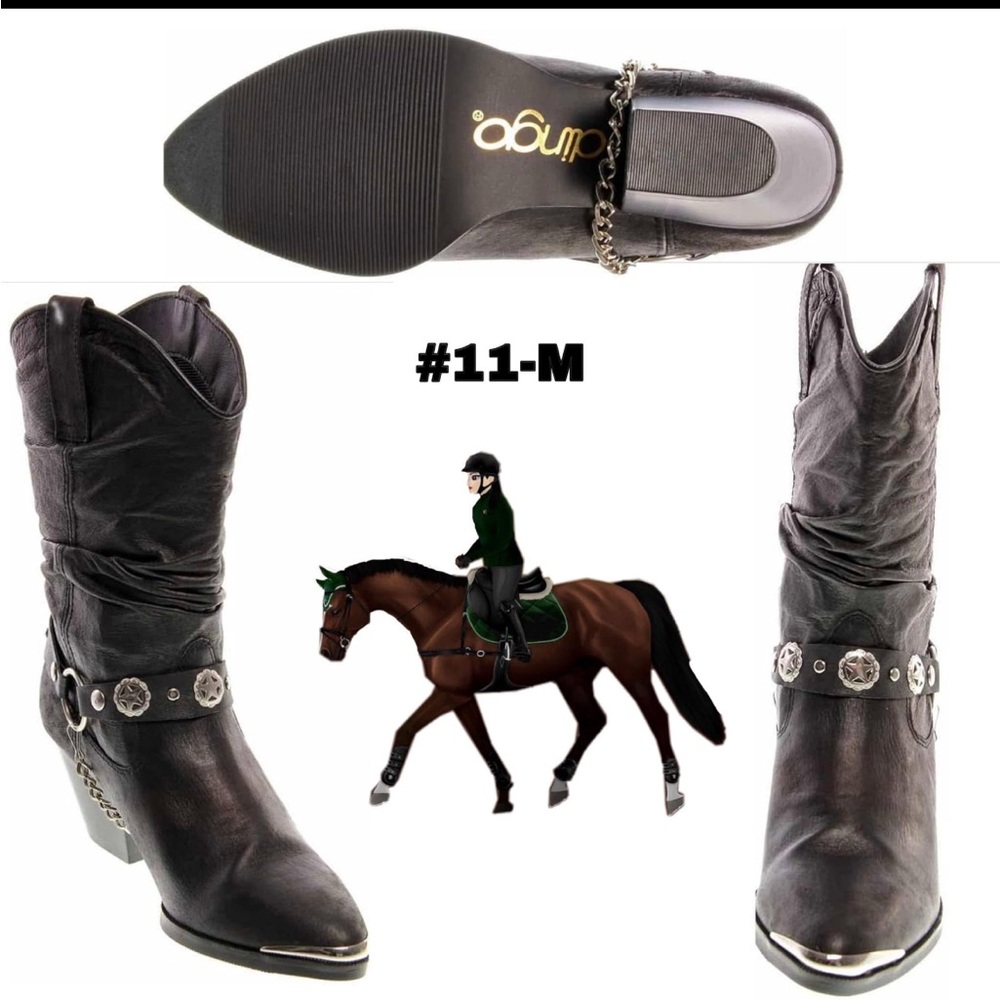 Dingo Black Boots with Silver Details